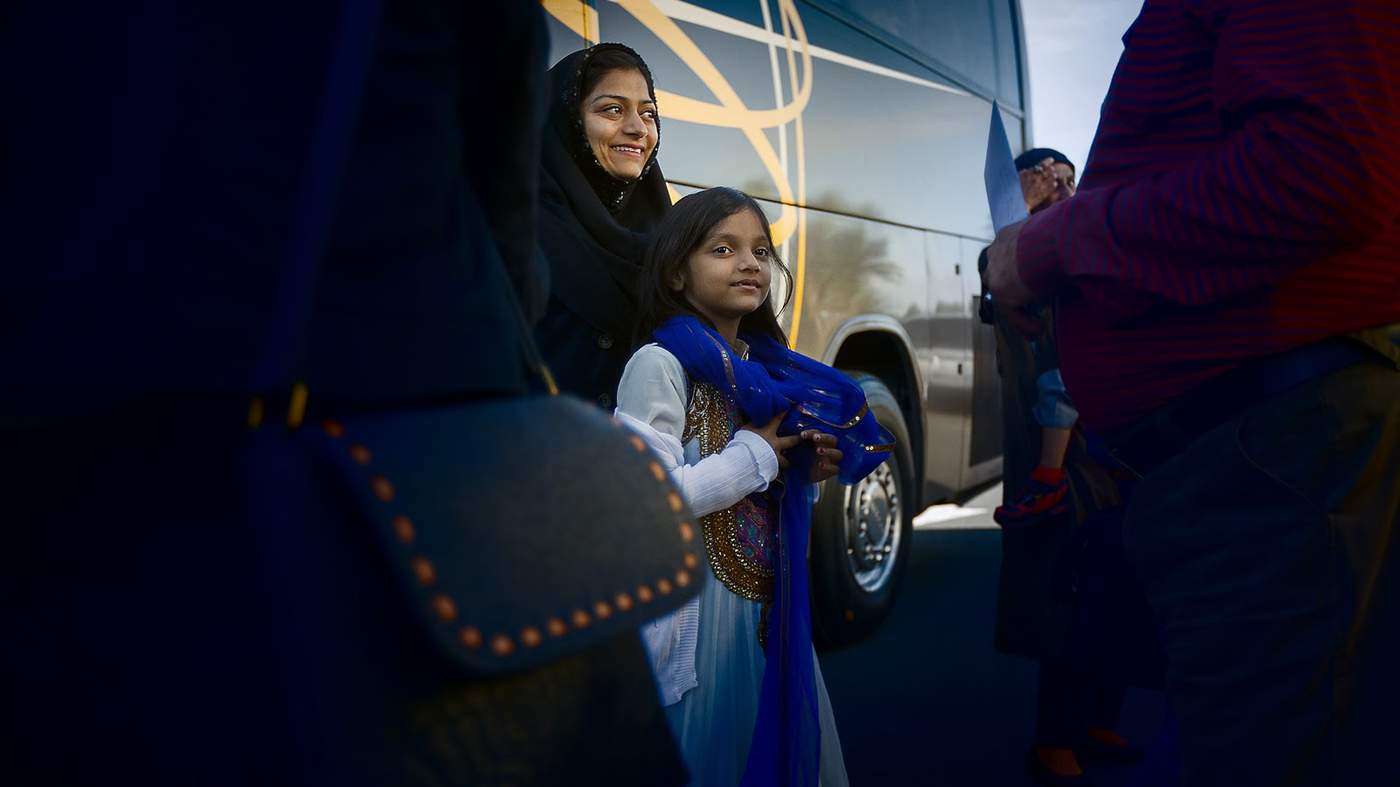 Hibbah and Attia ready themselves for the Hamilton welcoming committee.