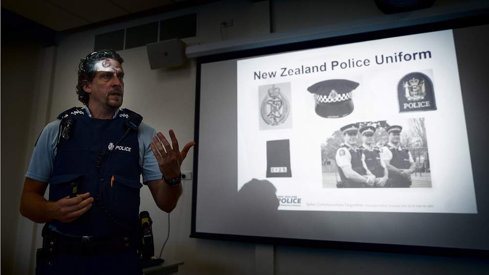 Ethnic liaison officer Rob Stanton gives a quick lesson in New Zealand law, and invites refugees to think about joining the police force.  Ethnic liaison officer Rob Stanton gives a quick lesson in New Zealand law, and invites refugees to think about joining the police force. 