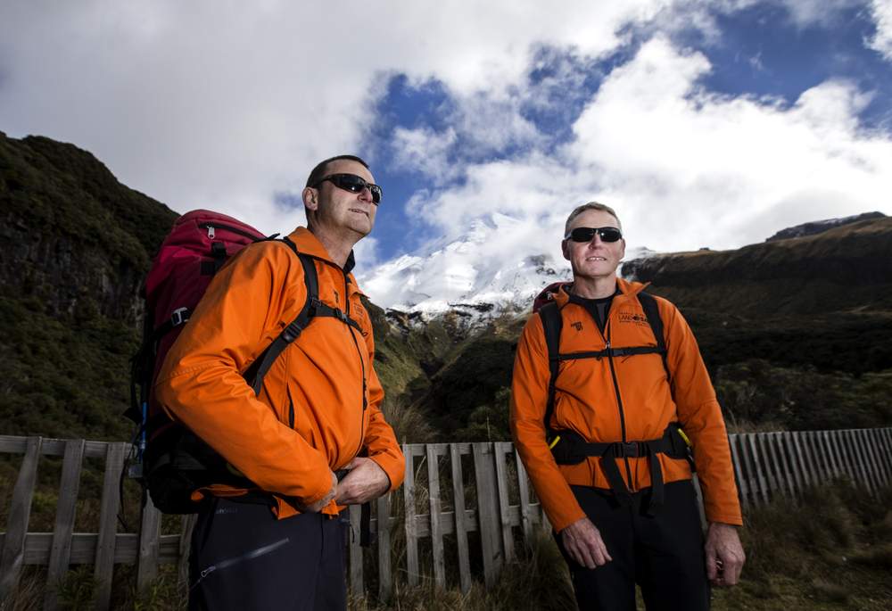 Alpine search and rescue volunteers Mike Johns and Jeremy Beckers. Photo: Andy Jackson