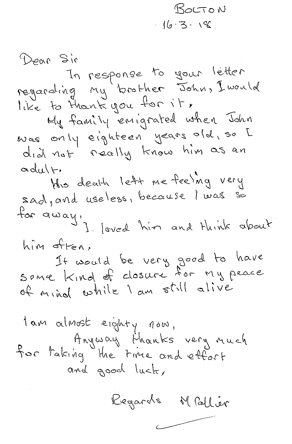 Marjories's letter to Stuff