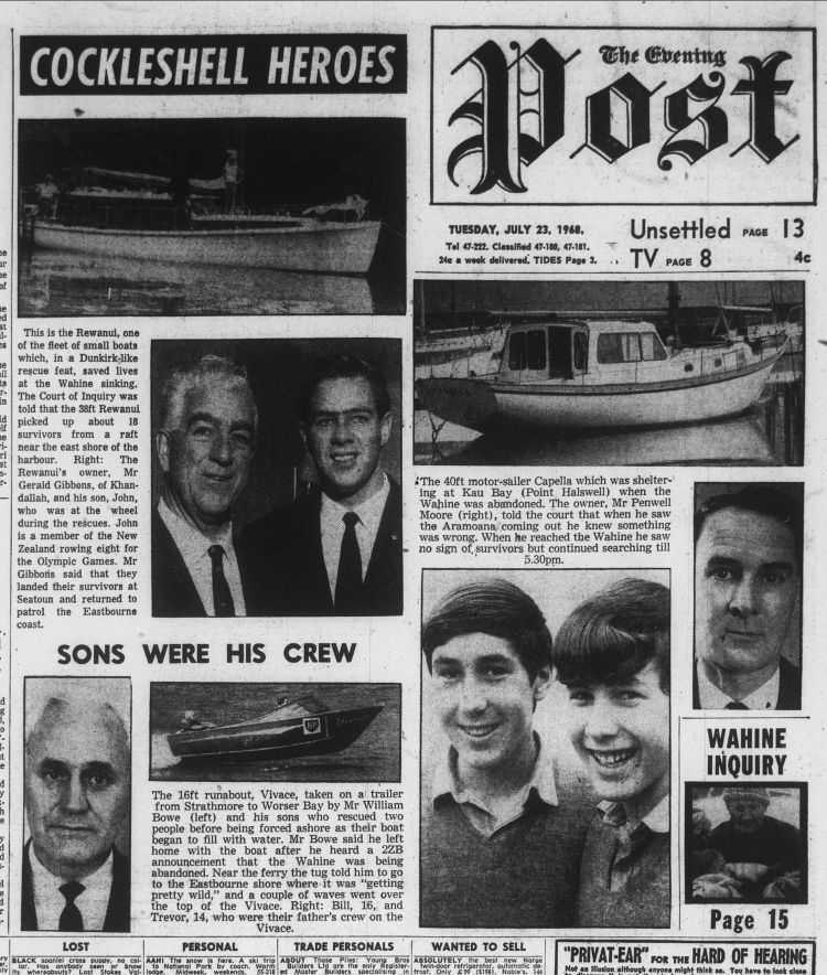 John Gibbons and his dad were hailed as heroes for their role in rescuing survivors from the swell. 