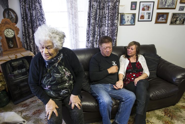 Hinerautahi Te Tau, left with her son Piri Te Tau and daughter Tina Te Tau Brightwell. Photo by ROSS GIBLIN/STUFF