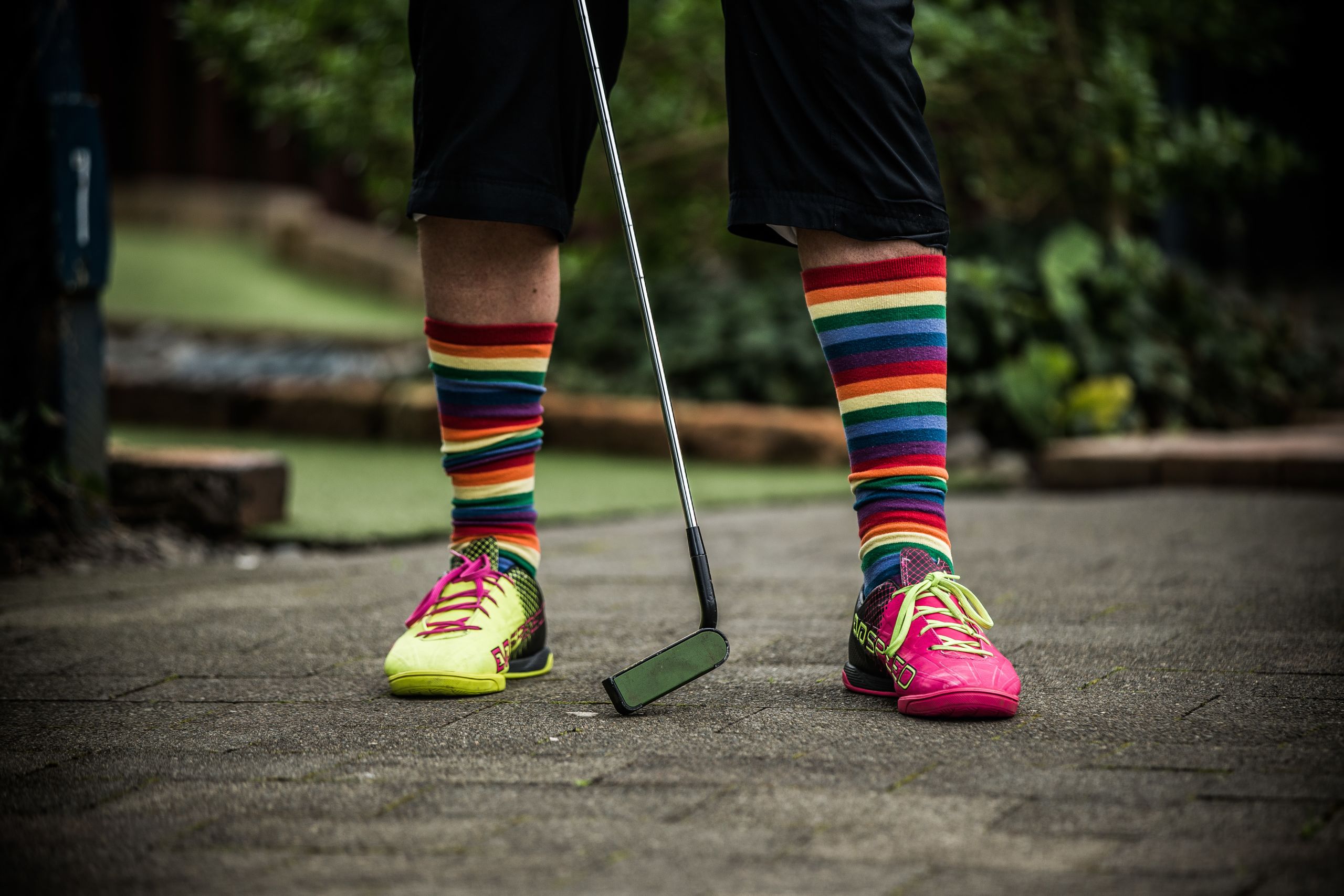 Bobby Hart set up a Best Shoes award at the World Adventure Golf Masters. JASON DORDAY/STUFF