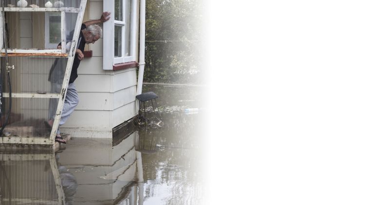 Ken Richards' Granity home was swamped by the ocean.