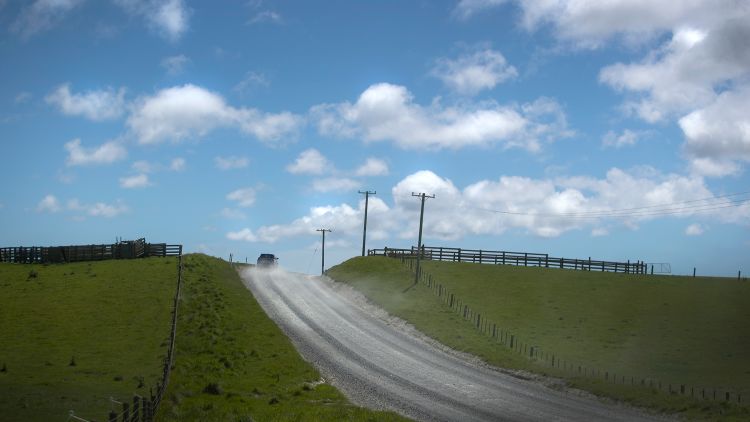 car on gravel road