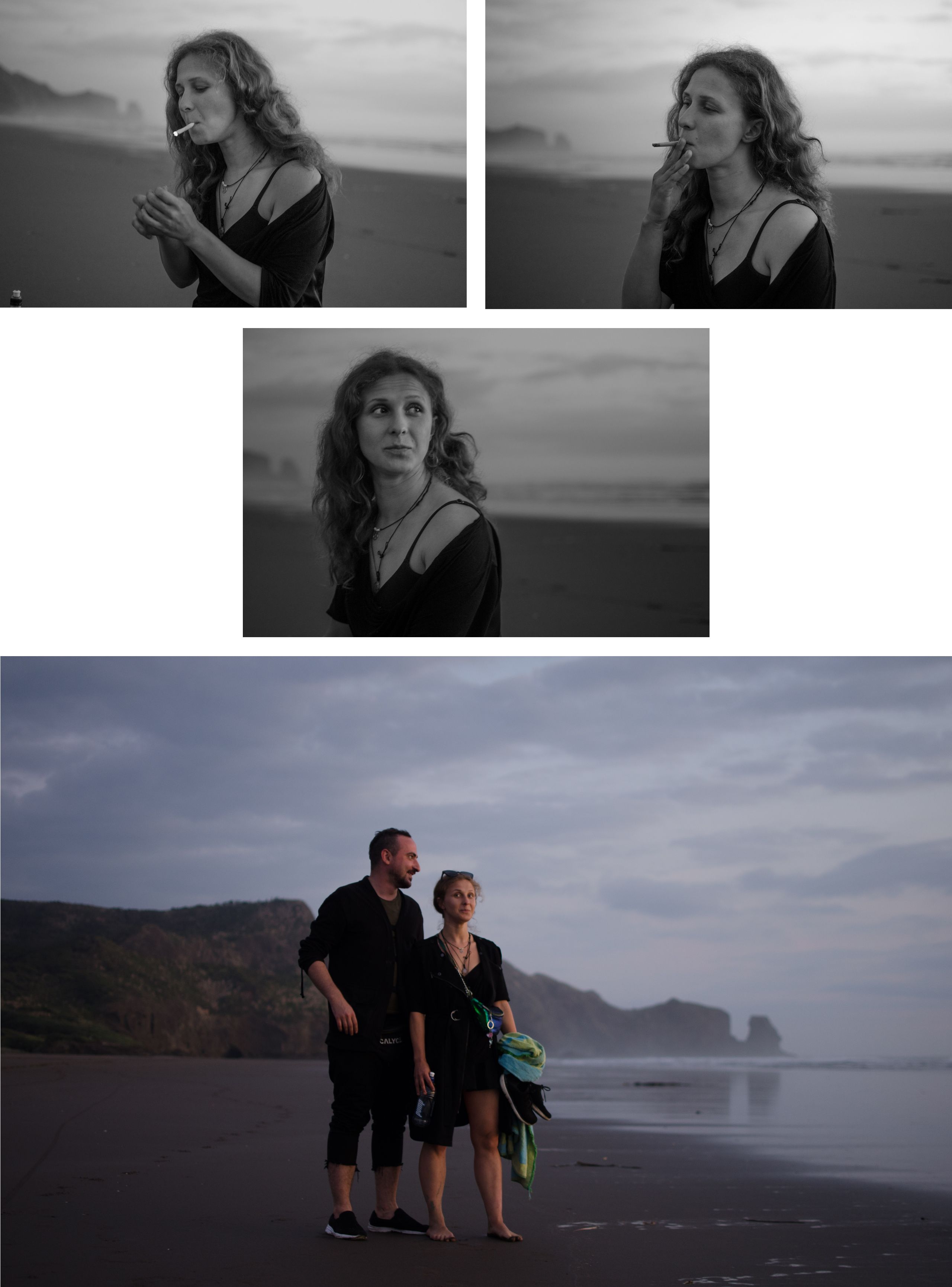 Dmitry Tsorionov and Masha Alyokhina at Bethells Beach.