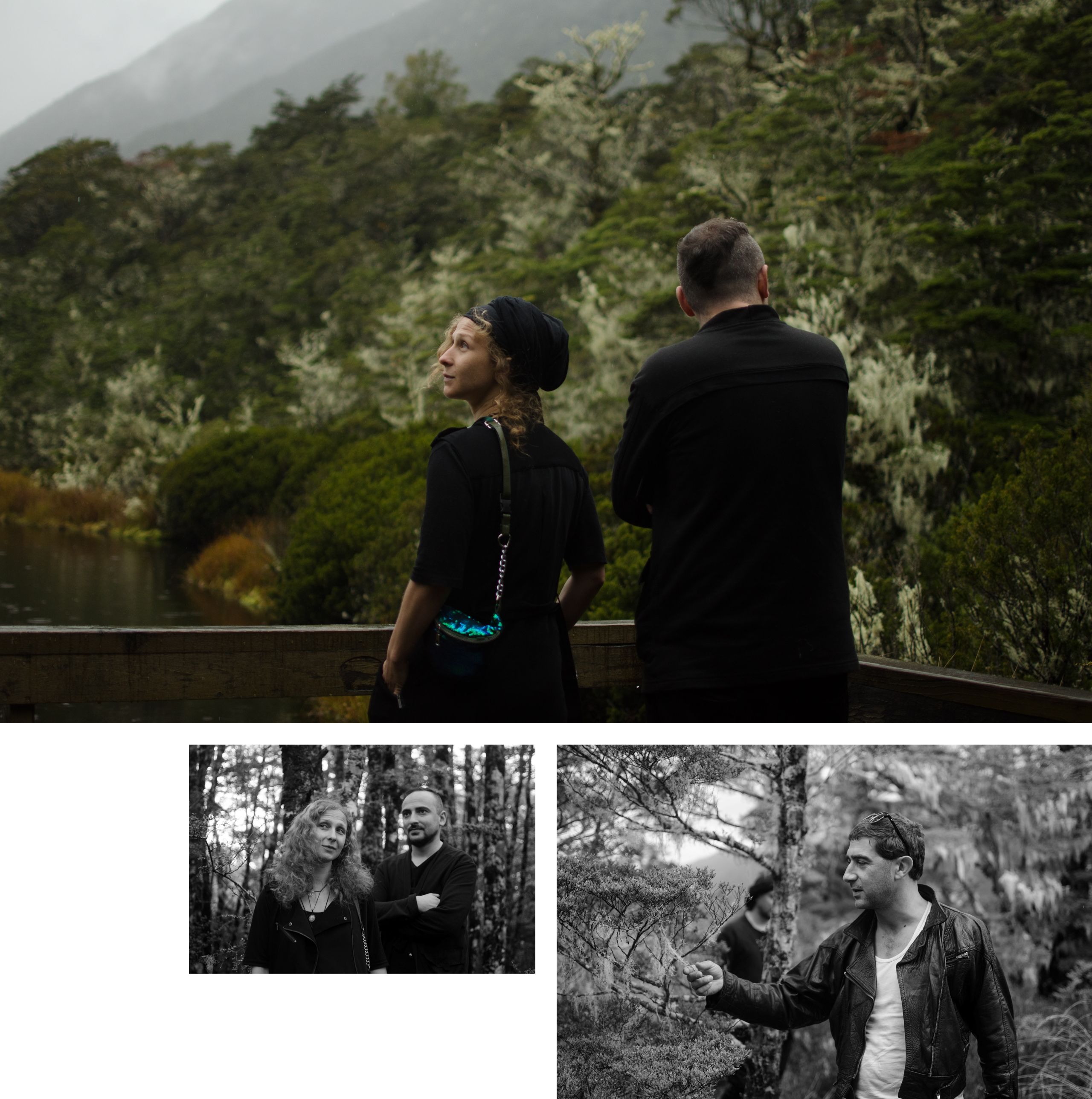 Masha Alyokhina, Dmitry Tsorionov , and Mikey Sperring at a nature stopover on the Lewis Pass, between Nelson and Christchurch. 