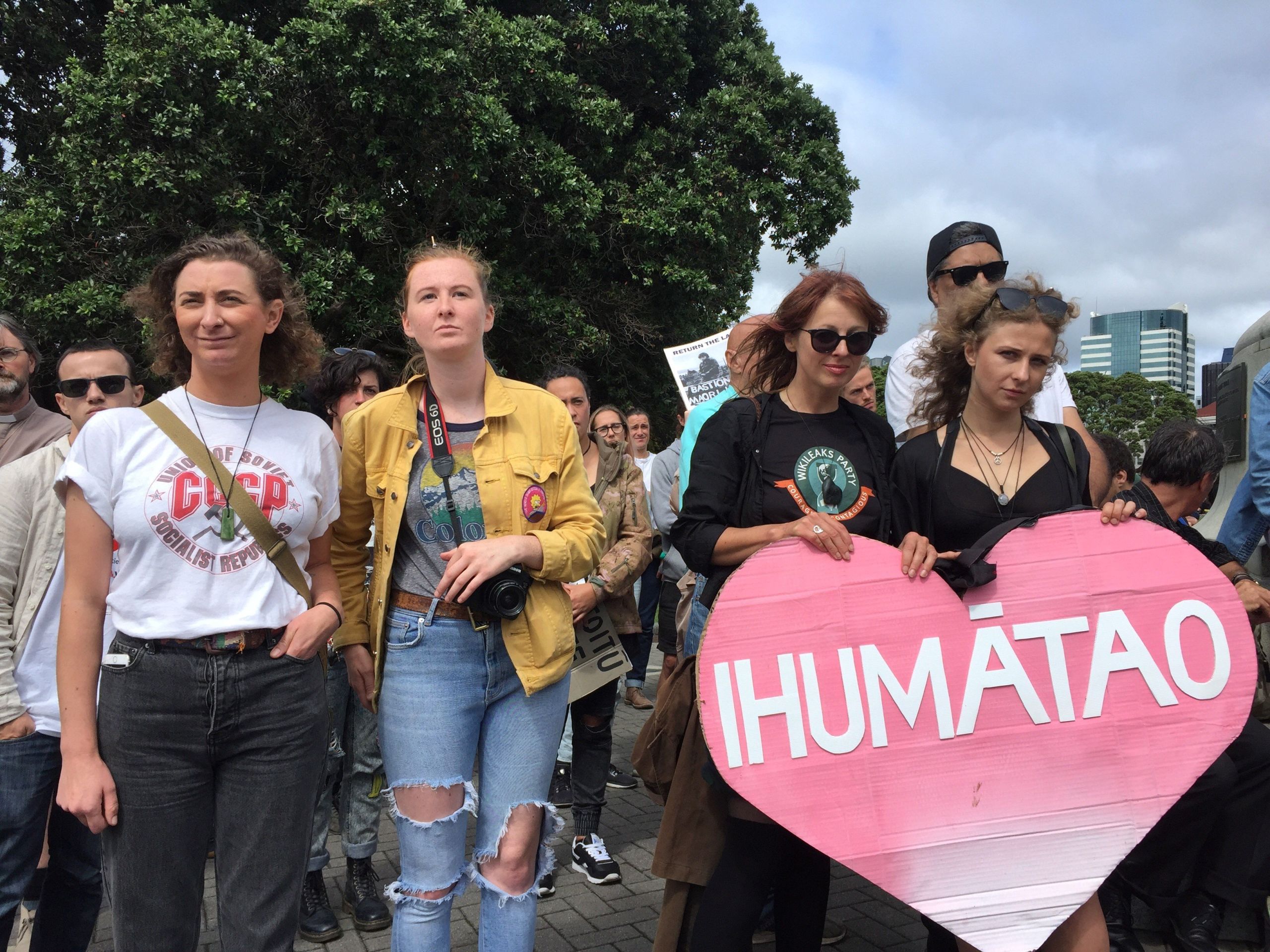 Russian punk rockers Pussy Riot were part of a protest march in Wellington on Tuesday, calling for a review of a decision allowing a controversial housing development in Auckland to go ahead.