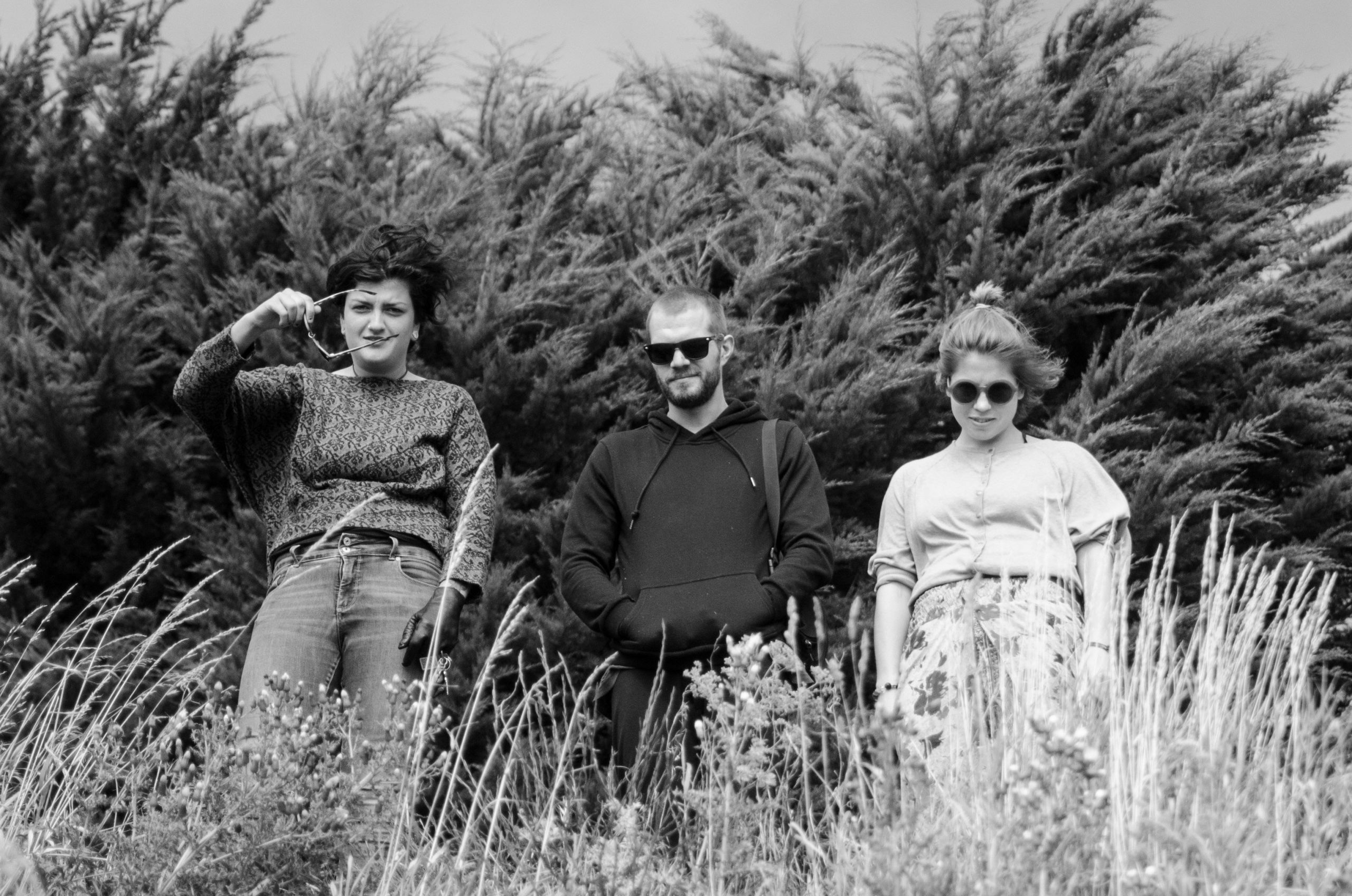 Shannon McIntrye, Kyrill Masheka, and Nastya on the Otago Peninsula.