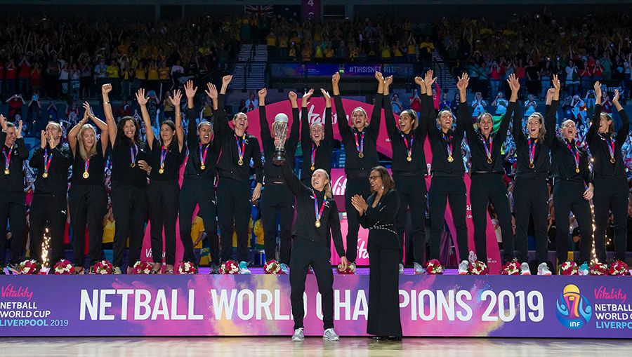 Silver Ferns on the winners podium