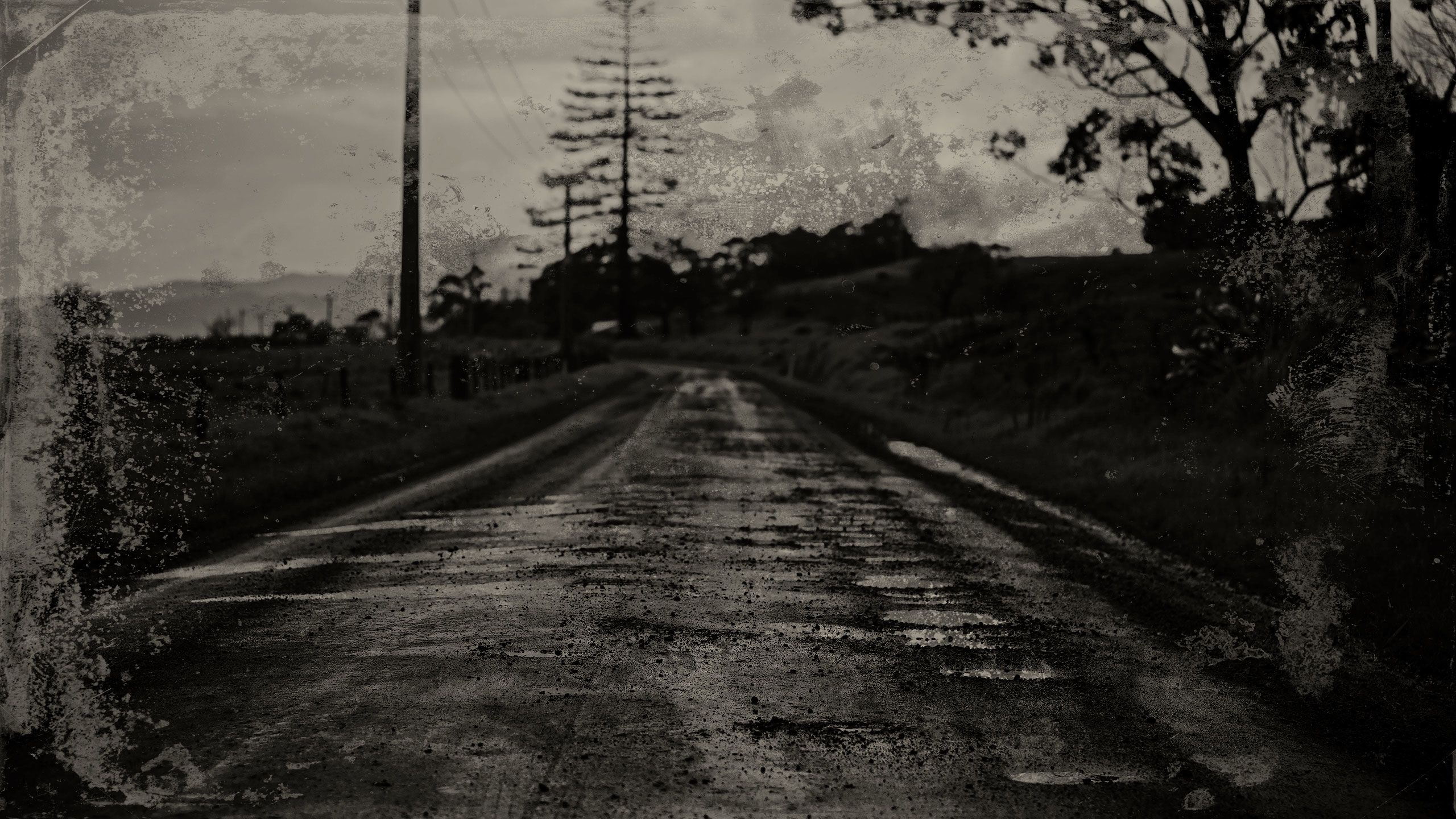 road sepia toned