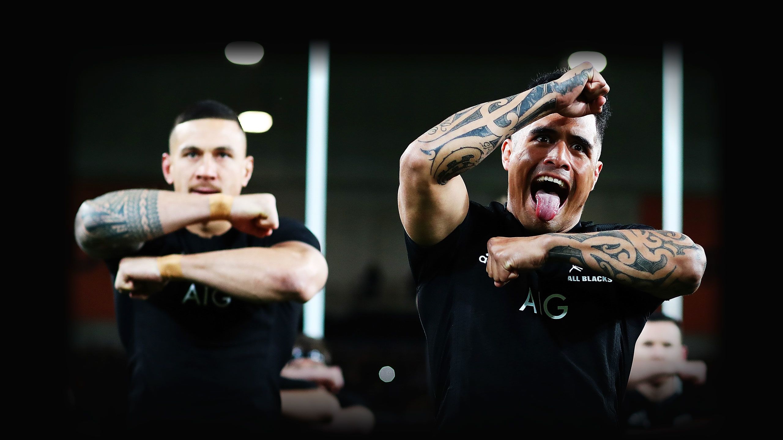 Aaron Smith of the All Blacks performs the haka during The Rugby Championship Bledisloe Cup match between the New Zealand All Blacks and the Australia Wallabies at Forsyth Barr Stadium on August 26, 2017 in Dunedin, New Zealand.