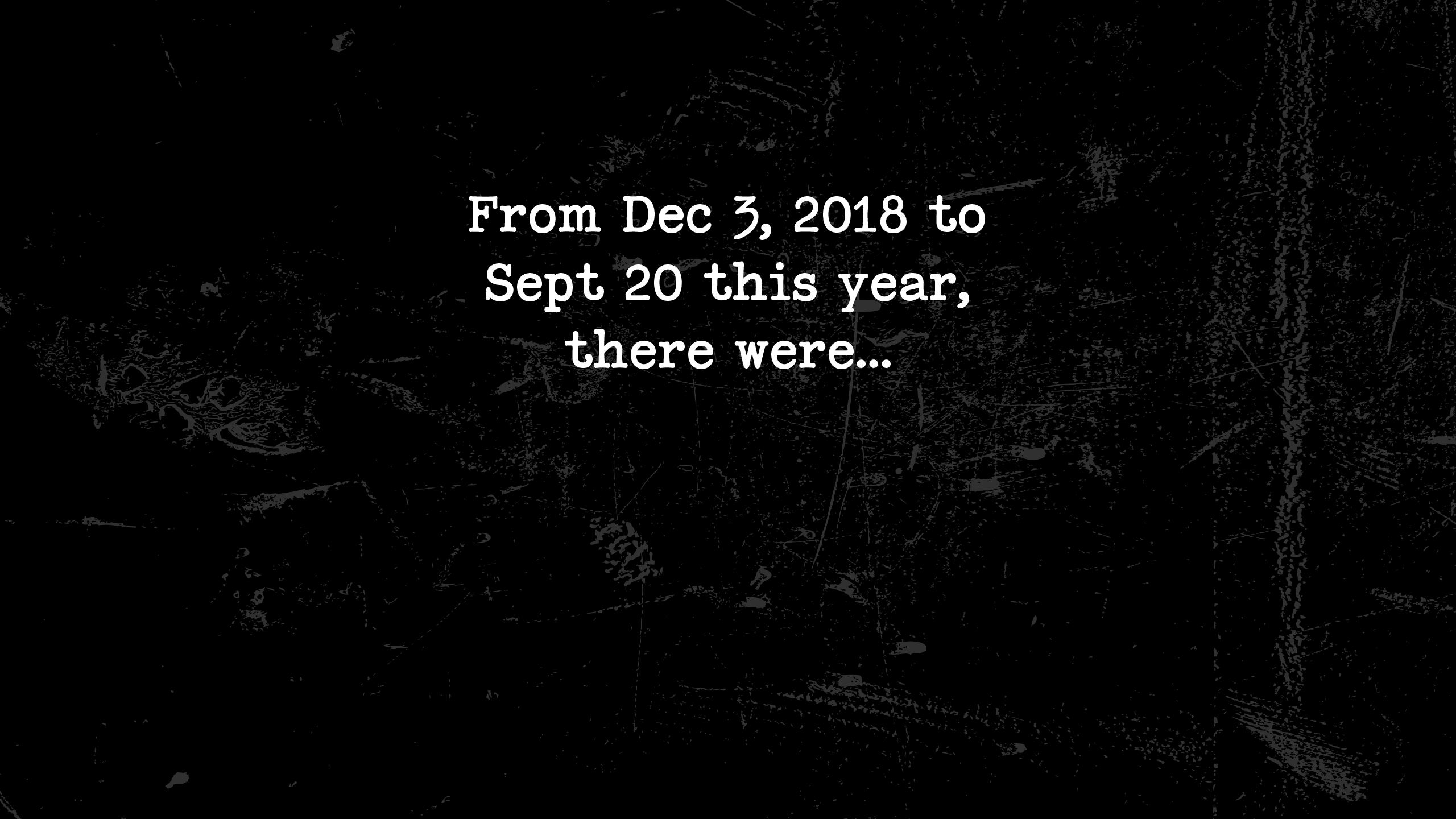 From Dec 3, 2018 to to Sept 20 this year, there had been...