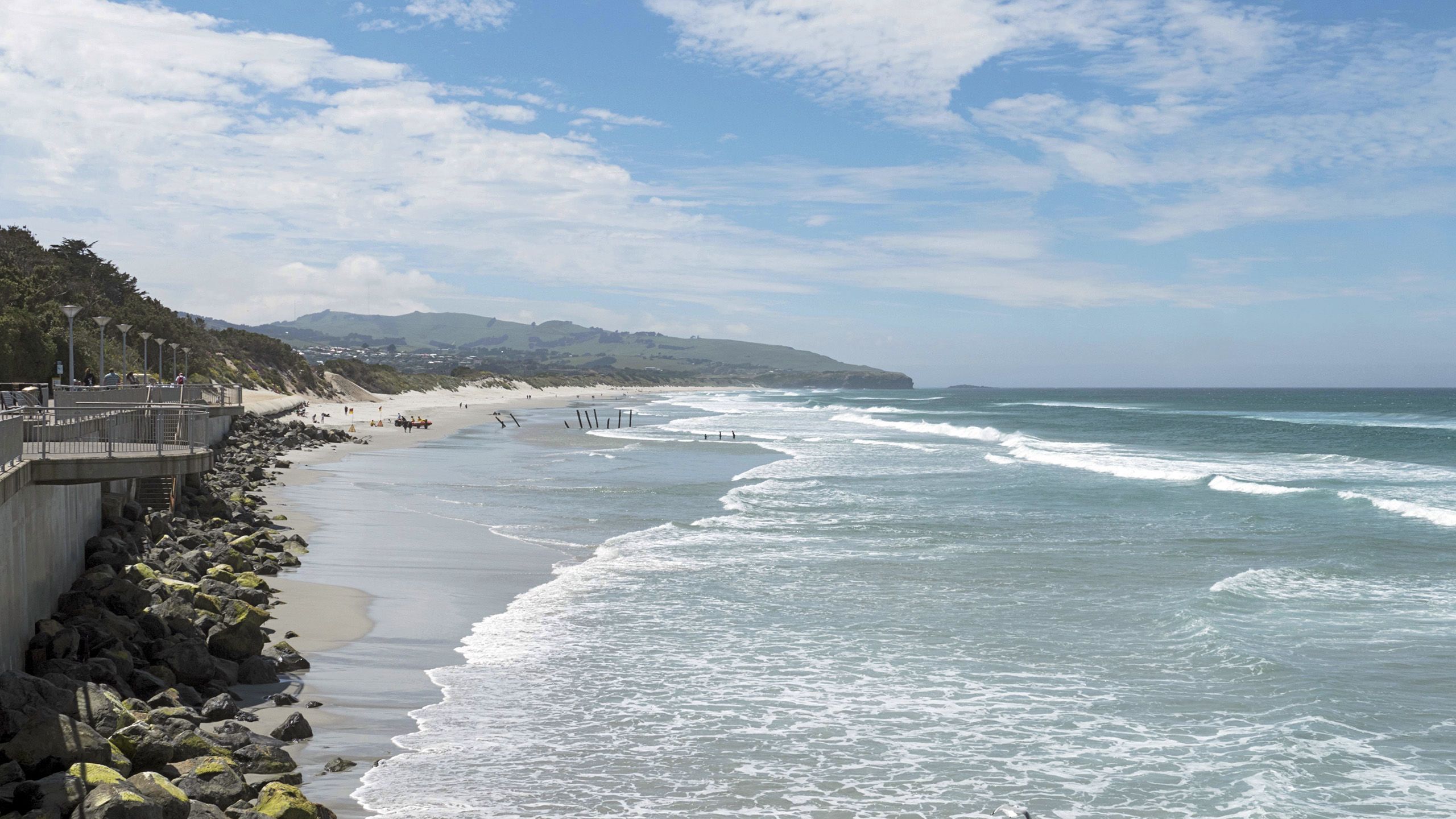 View looking down St Clair and St Kilda beach, South Dunedin.