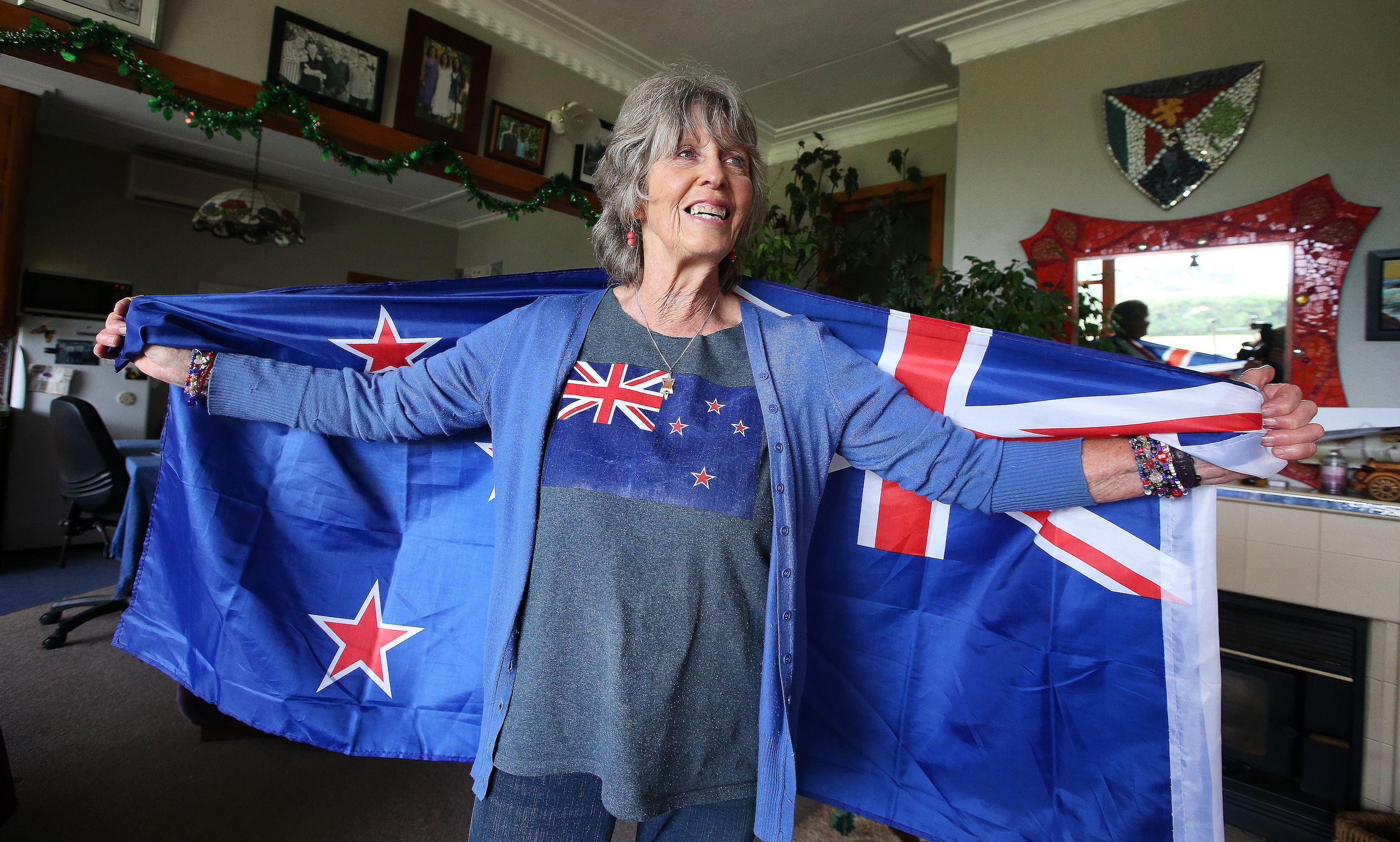 Invercargill woman Madeline McGilvray is happy to hear results from the flag referendum that the current New Zealand flag is here to stay. Credit: Robyn Edie / Stuff