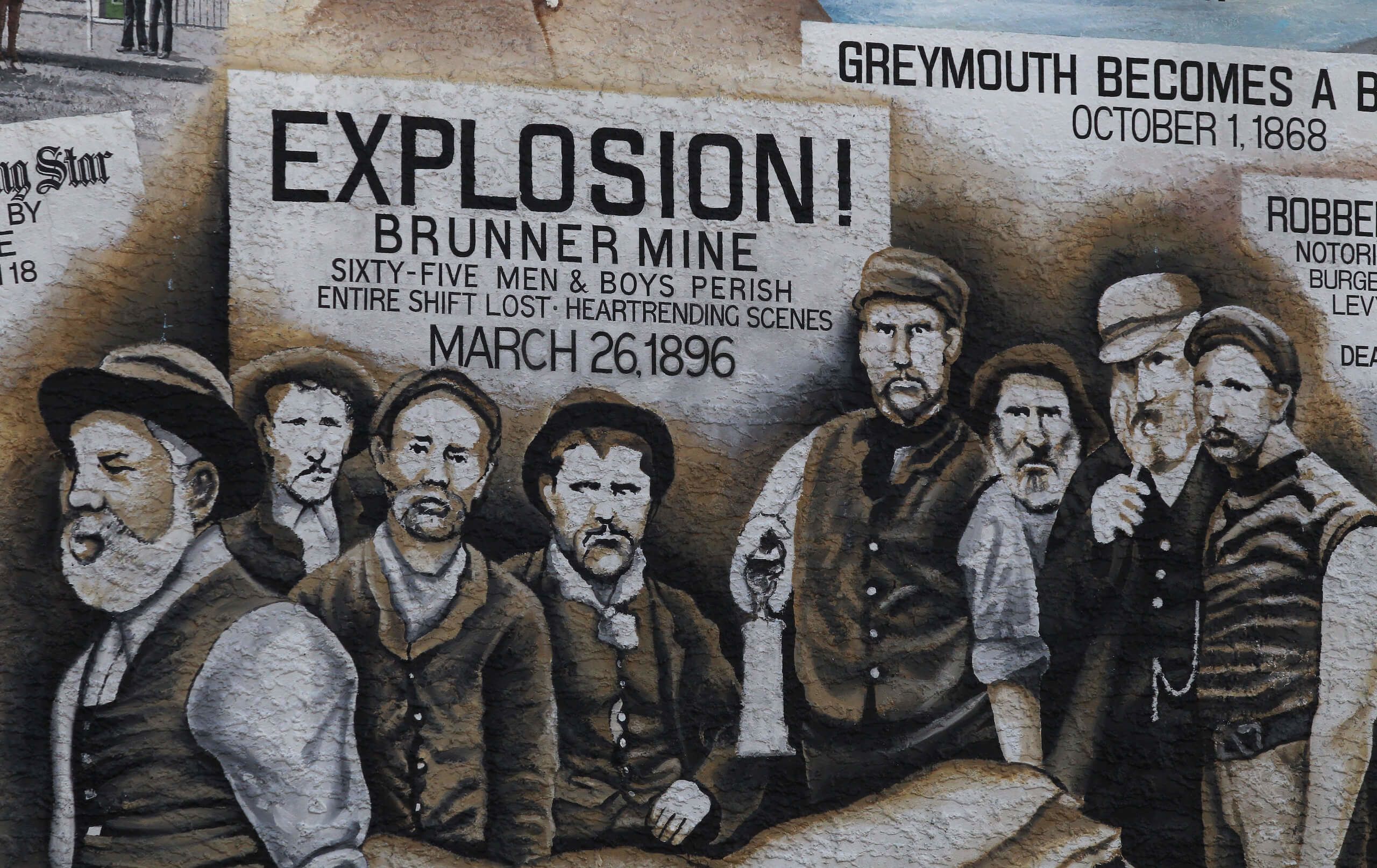 Mural on the wall of the Greymouth Star newspaper building. Credit: Iain McGregor / Stuff