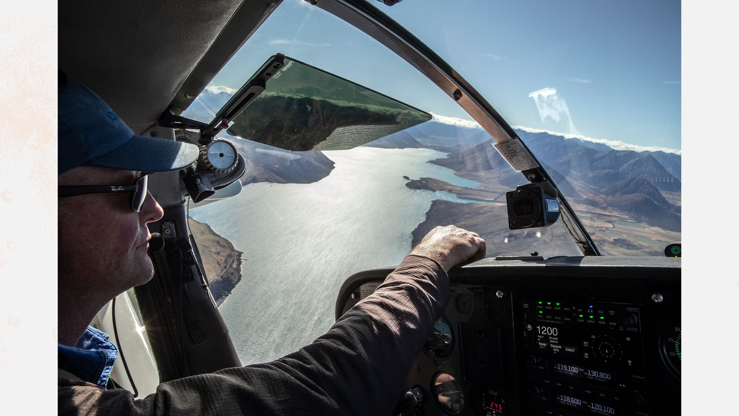 Philip Todhunter fly’s his plane over the farm.