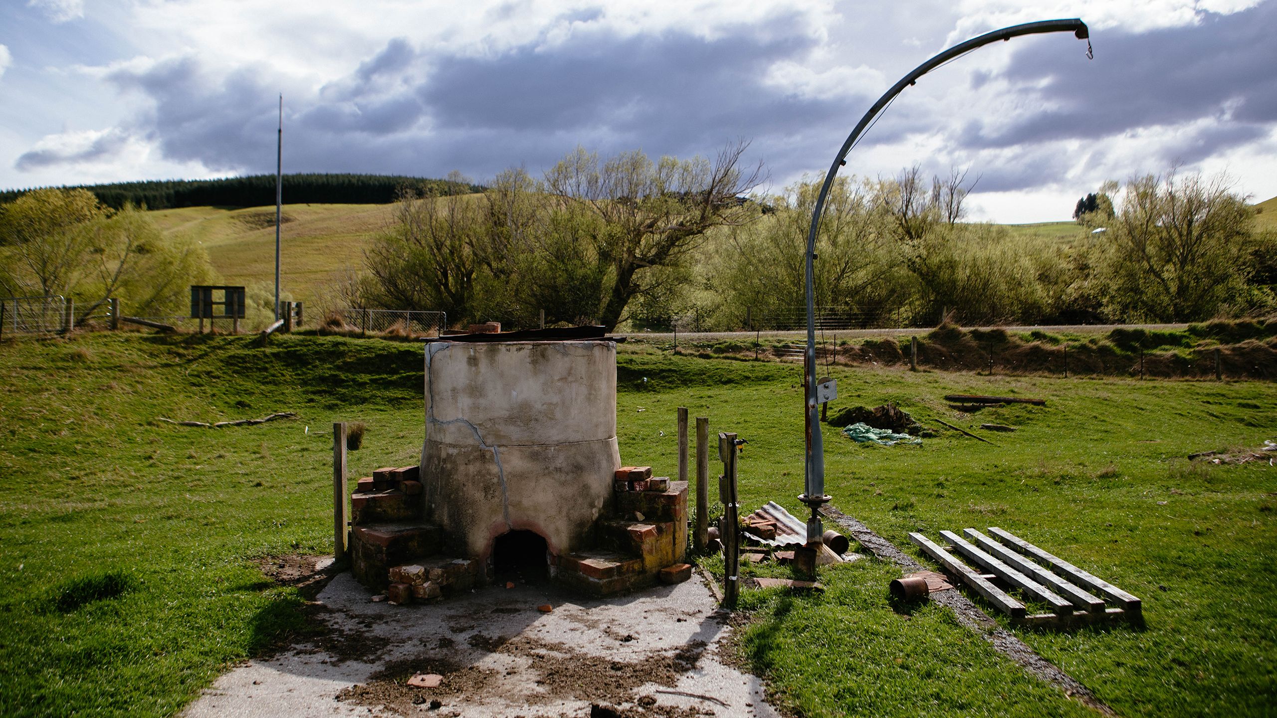A pig oven has been rebuilt on its original site at the camp.