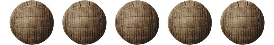 Five small, old sepia toned netballs used as design breaker between text.