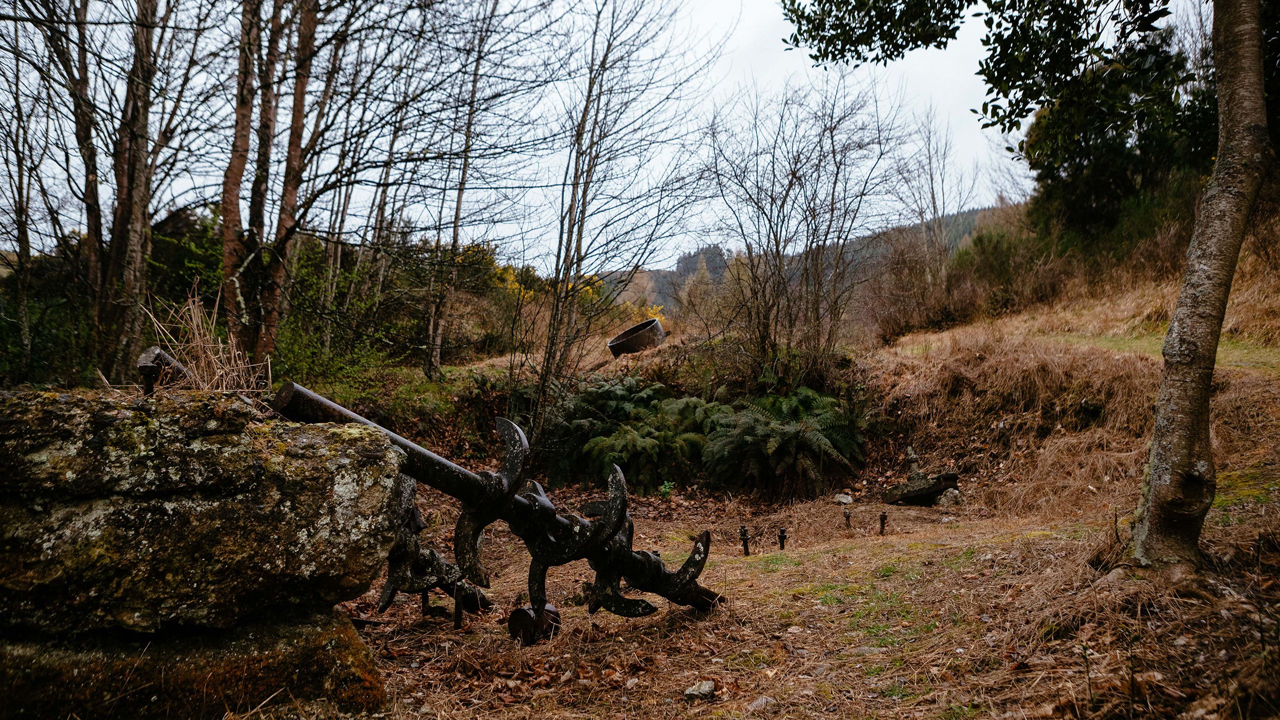 Original gold mining machinery is still dotted around in Gabriel’s Gully, near Lawrence.