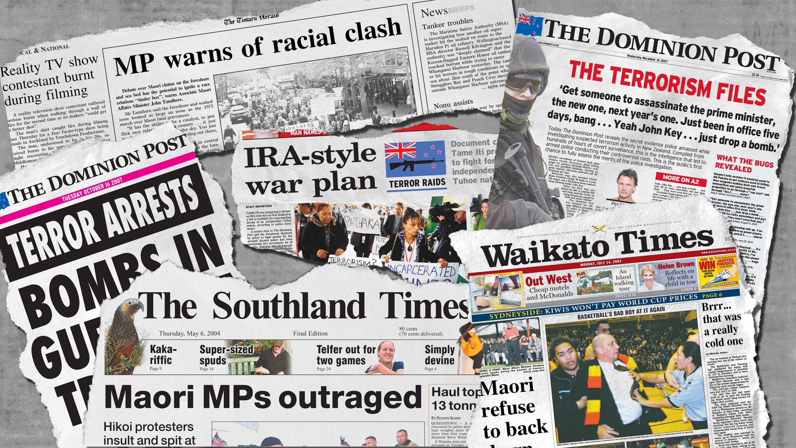 A selection of racist headlines from various Stuff owned newspaper.