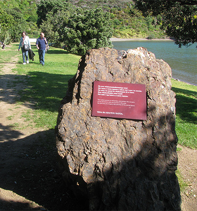 Stone with sign