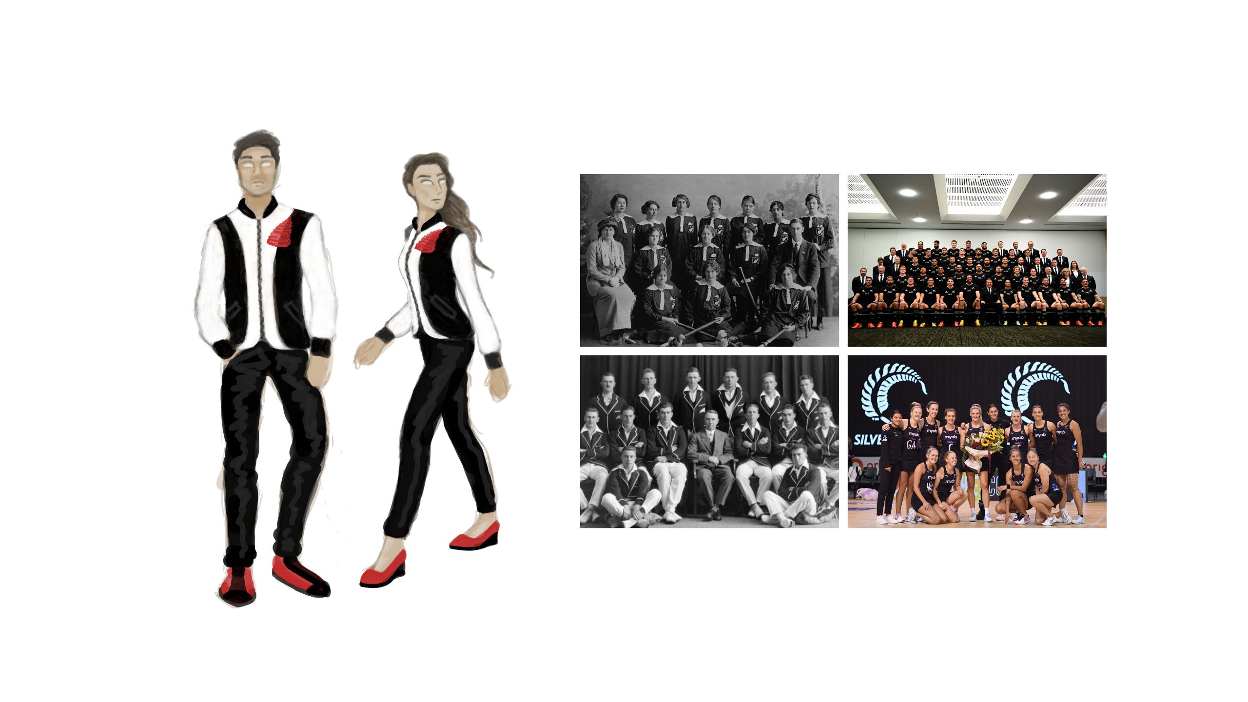The colour black has a long history in NZ sport. NZ sports team uniforms over the years show athletes dressed in black.