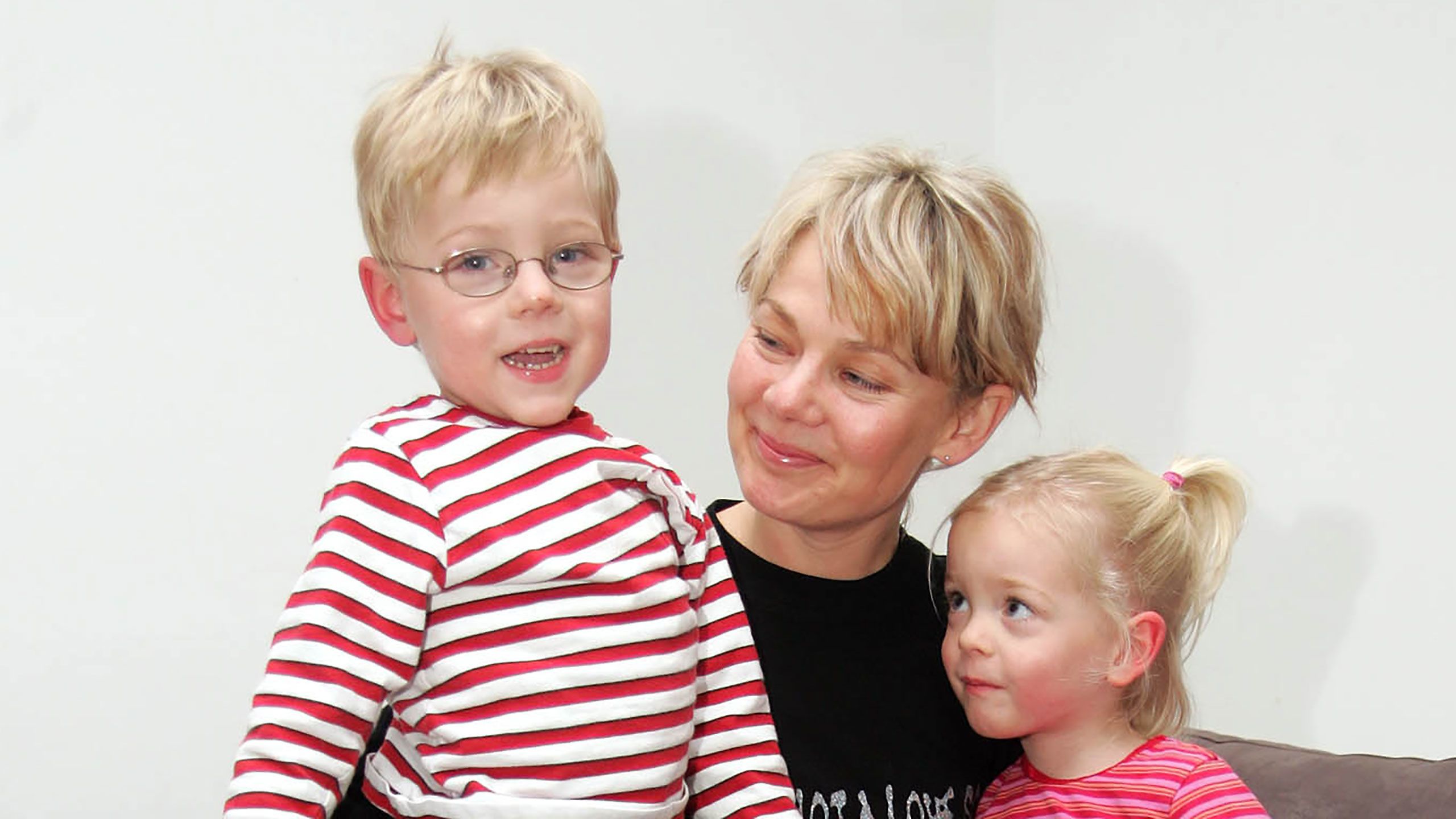 Gina Burns with her twins Mac and India, 3 years old.
