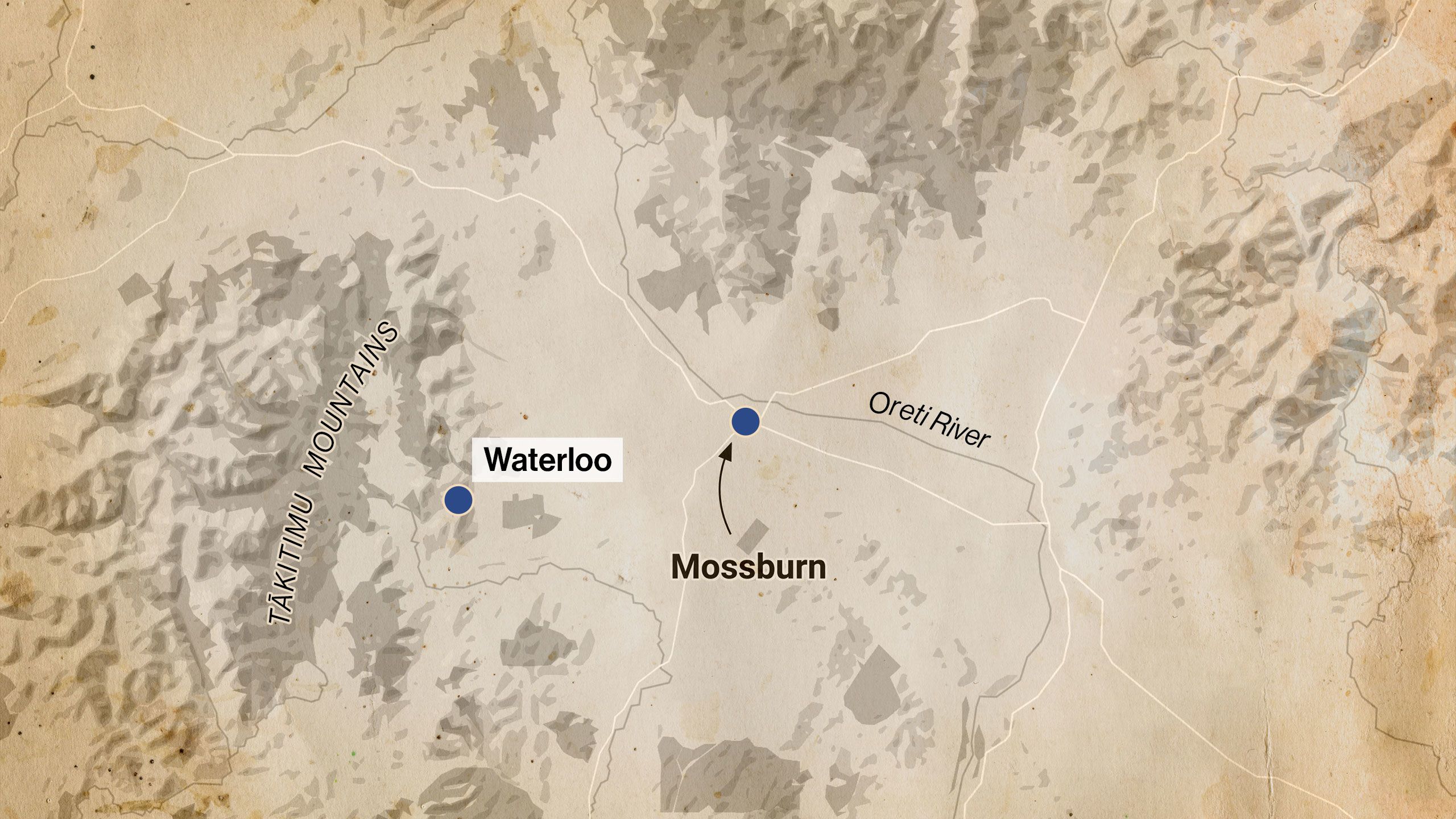 The same map with Waterloo pinpointed.