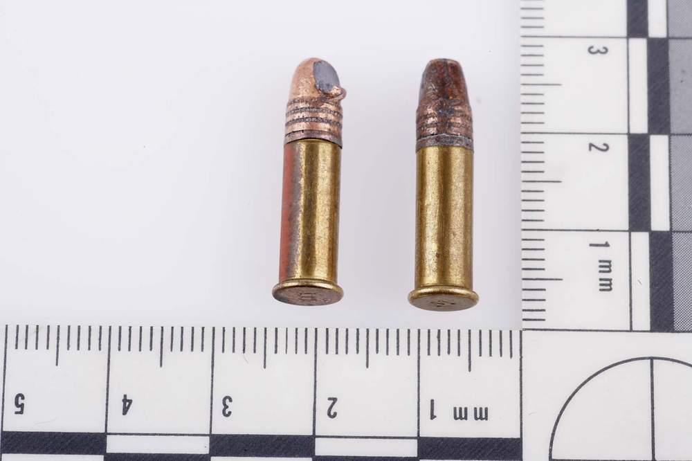 The rifle used in the shootings regularly misfired. The bullet, left, has jammed.