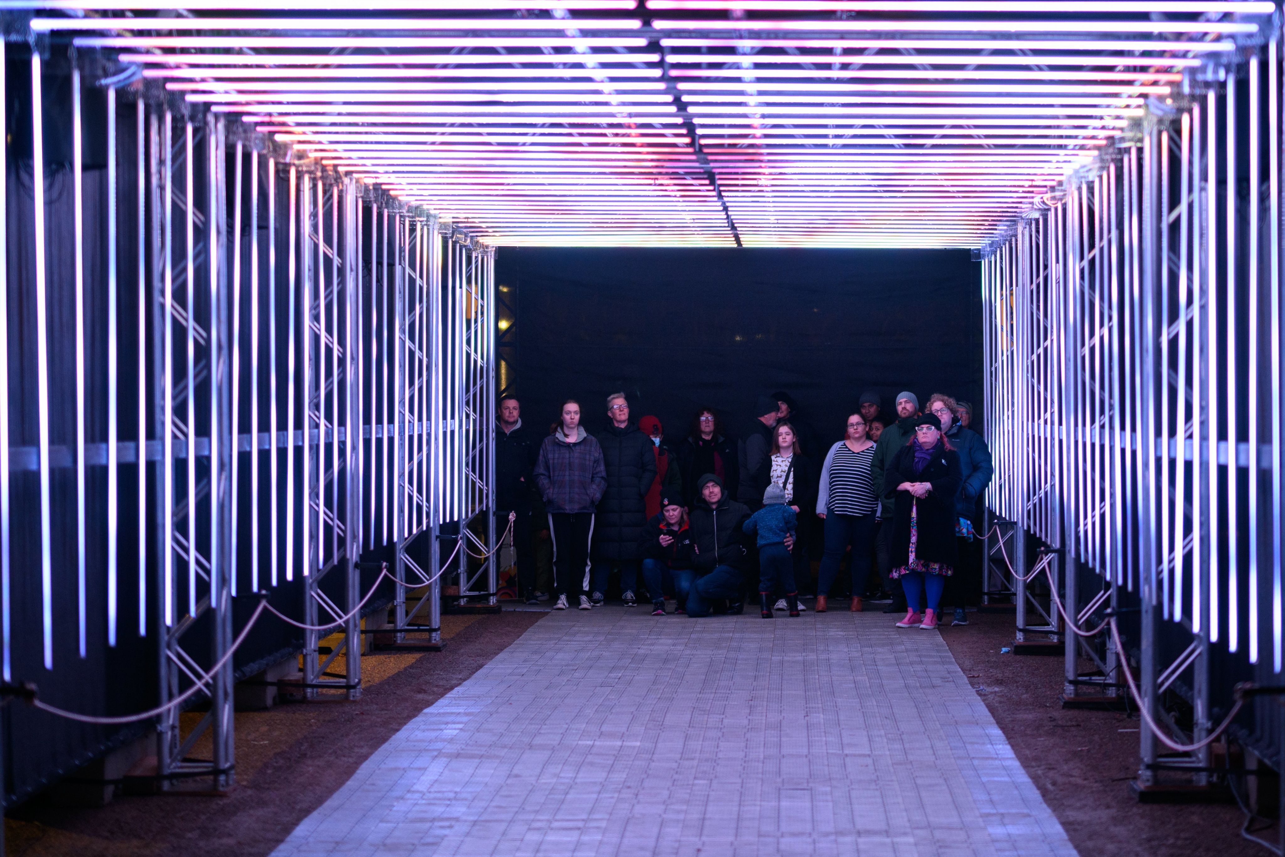 Members of the public enjoy lighting installations during the Tirama Mai lighting festival performance